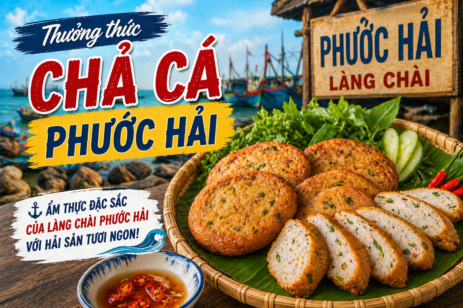 Thưởng thức chả cá phước hải – ẩm thực đặc sắc của làng chài Phước Hải với hải sản tươi ngon.