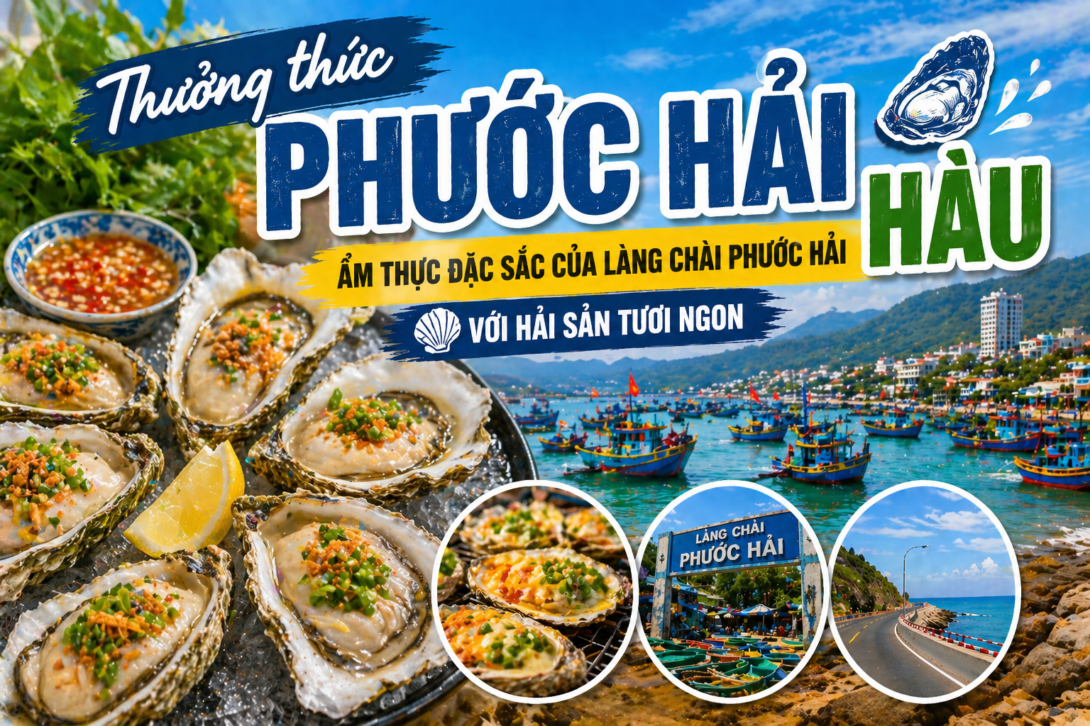 Thưởng thức phước hải hàu – ẩm thực đặc sắc của làng chài Phước Hải với hải sản tươi ngon.